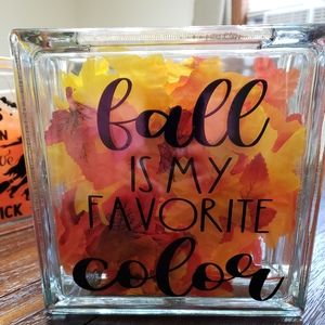 Fall Glass Decor Block